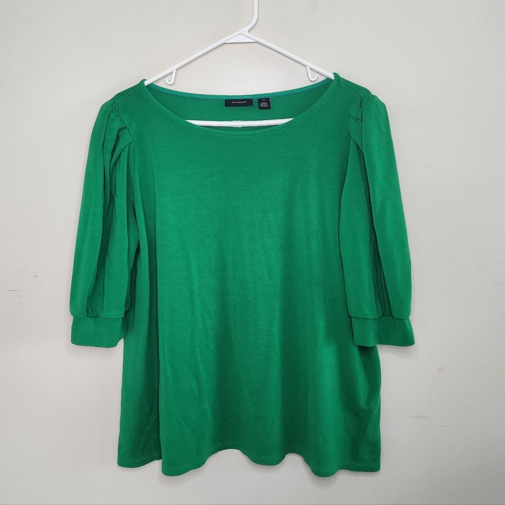 Women's Halogen Green Puff Sleeve Top Sz XXL